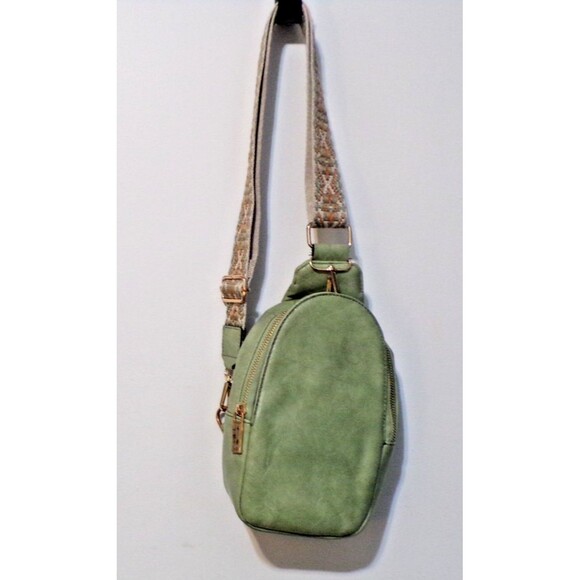 Green & Tan Crossbody Backpack Adjustable Strap Purse - Picture 1 of 5